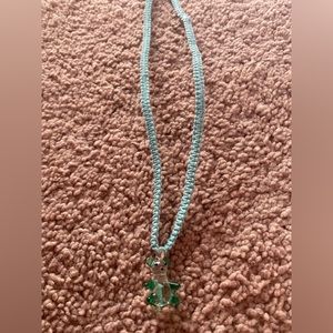 Teddy bear mushroom pendant necklace.